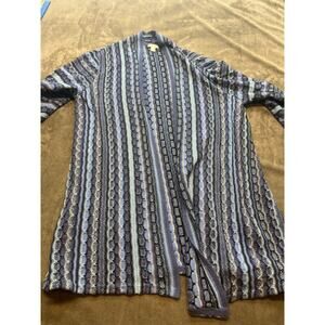 J. Jill Cardigan Blue‎ duster large petite crochet Sweater Gray